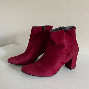 Elegant Red Suede Ankle Boots